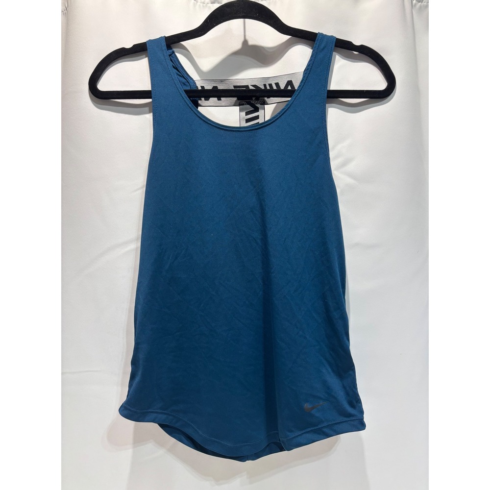 Nike Tank Top Womens XS Teal‎ Dri-FIT Elastic T-Back Logo Strap Activewear